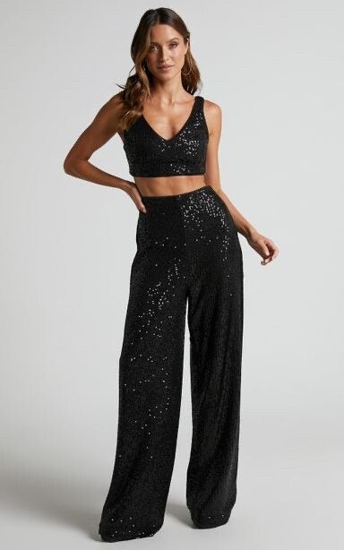 Black Sequin Matching Set