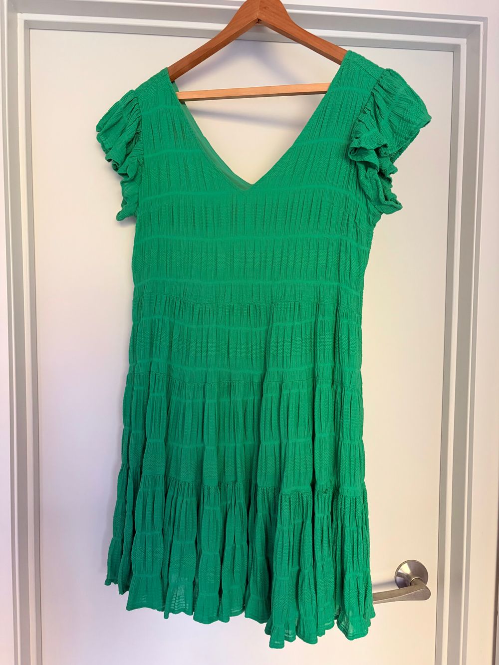 Green Tiered Mini Dress
