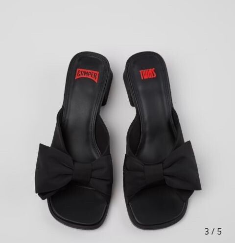 Camper Twins Black Heeled Mules