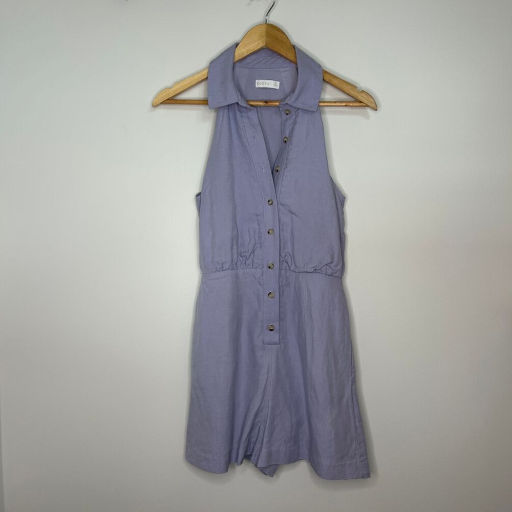 Kookai Lilac Tencel Linen Sleeveless Playsuit – Size 34 = NZ 6