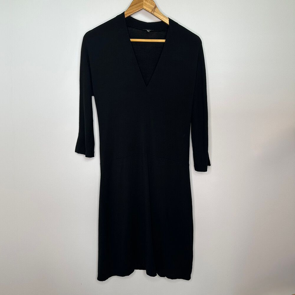 Storm Black V-Neck Stretch Midi Dress – Size 12