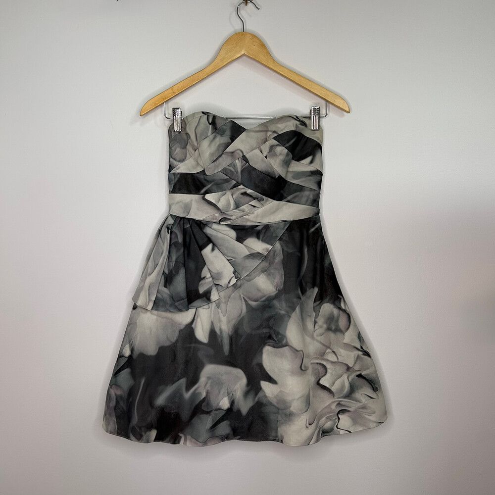 Silk Karen Millen Strapless Dress – Abstract Print – Size 10