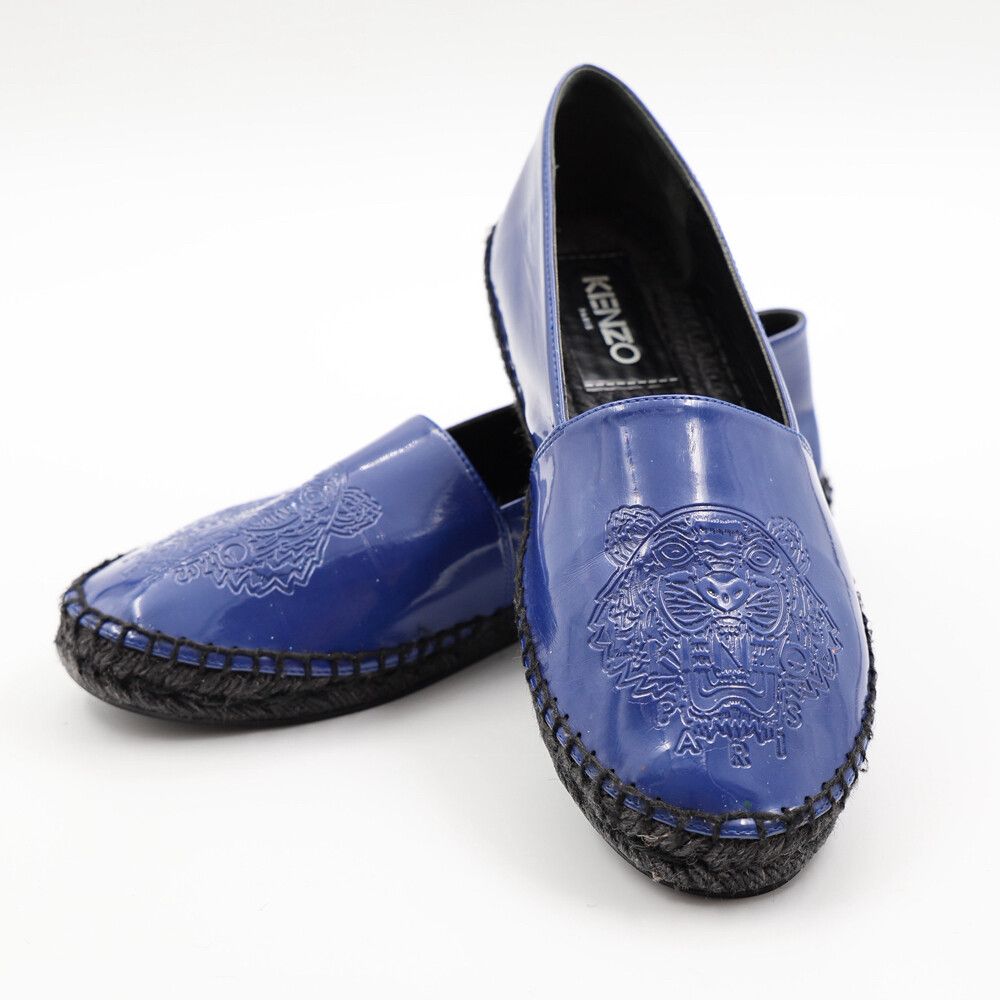 Kenzo Paris Tiger Head Espadrille Flats – Blue Patent – Size 37 – Made in Spain