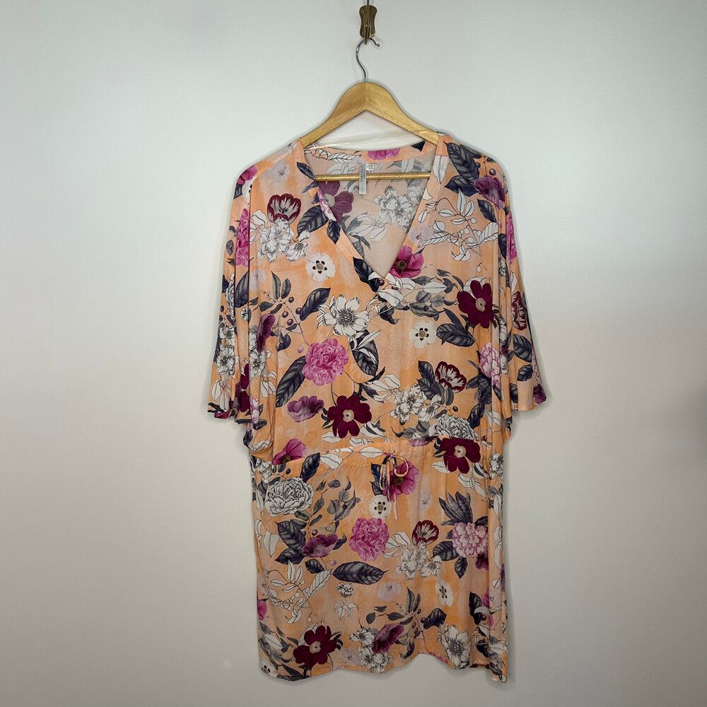 Seafolly Peach Floral Kaftan / Tunic Dress – Size L
