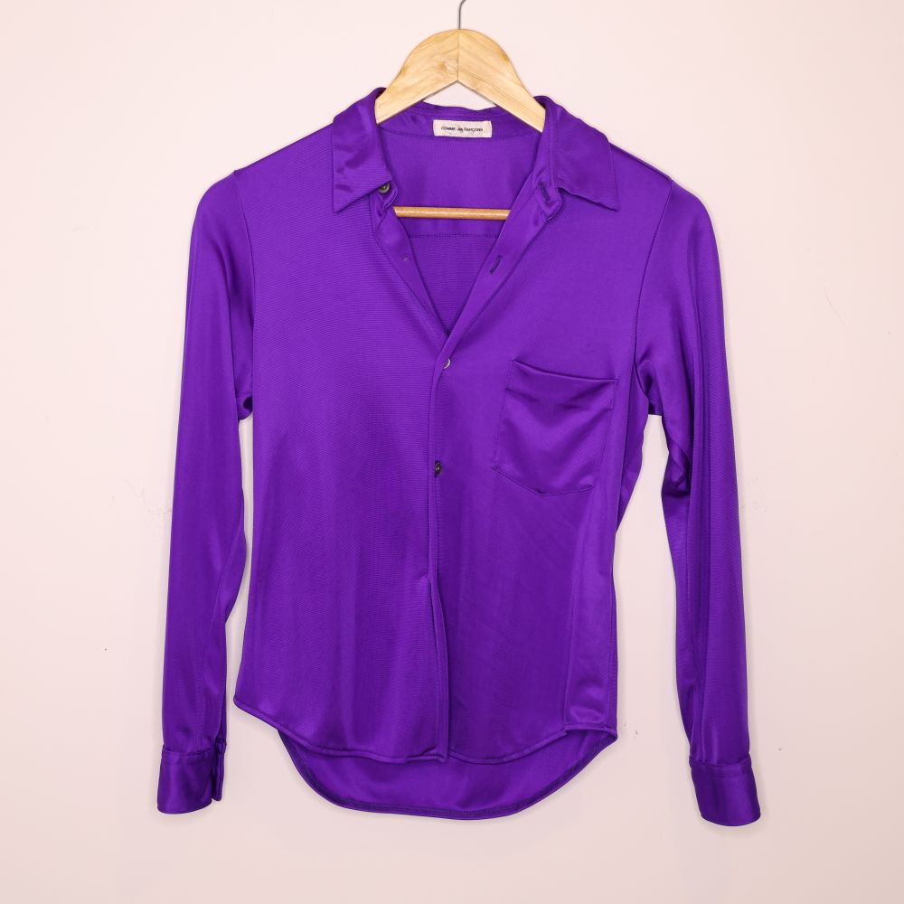 COMME des GARÇONS AD1995 Archival Purple Nylon Shirt Made in Japan