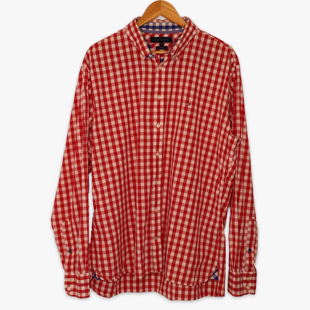 Tommy Hilfiger Custom Fit Shirt Red Check XL