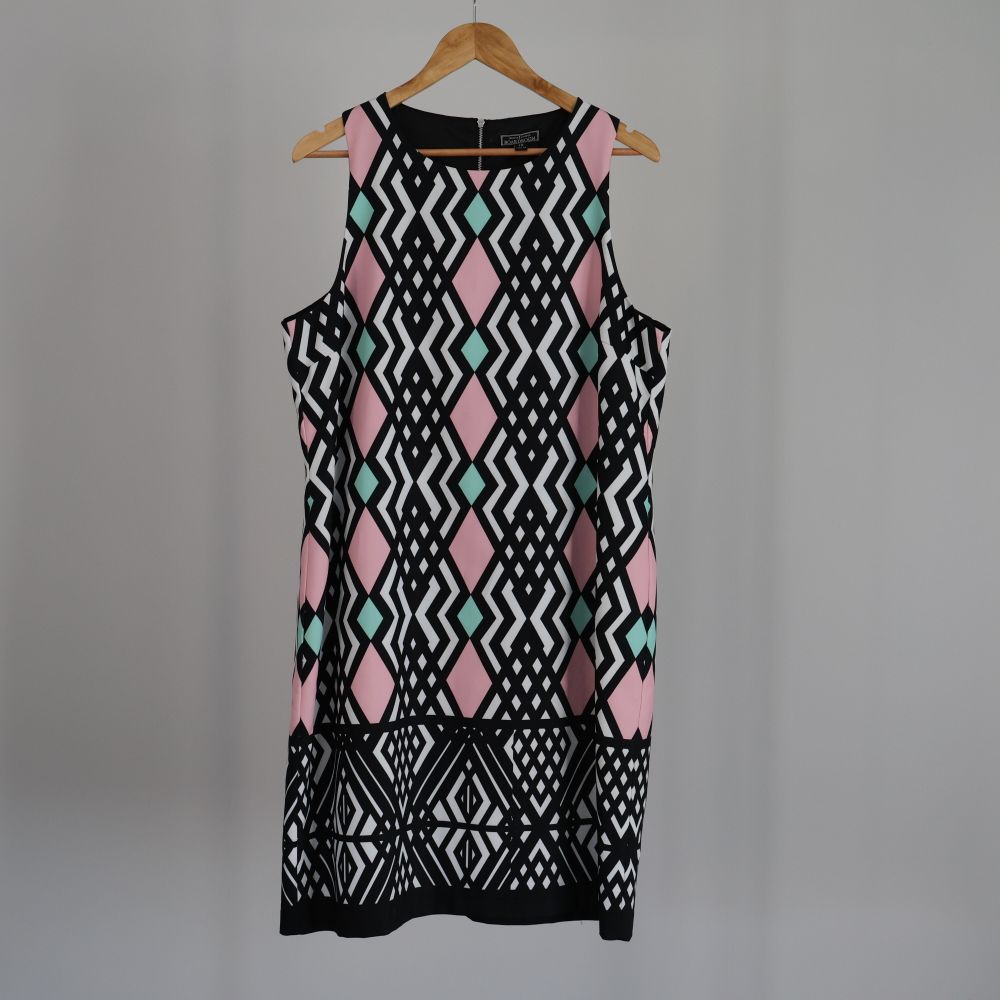 Trelise Cooper Boardroom Sleeveless Nights Dress Geometric Multi Size 16