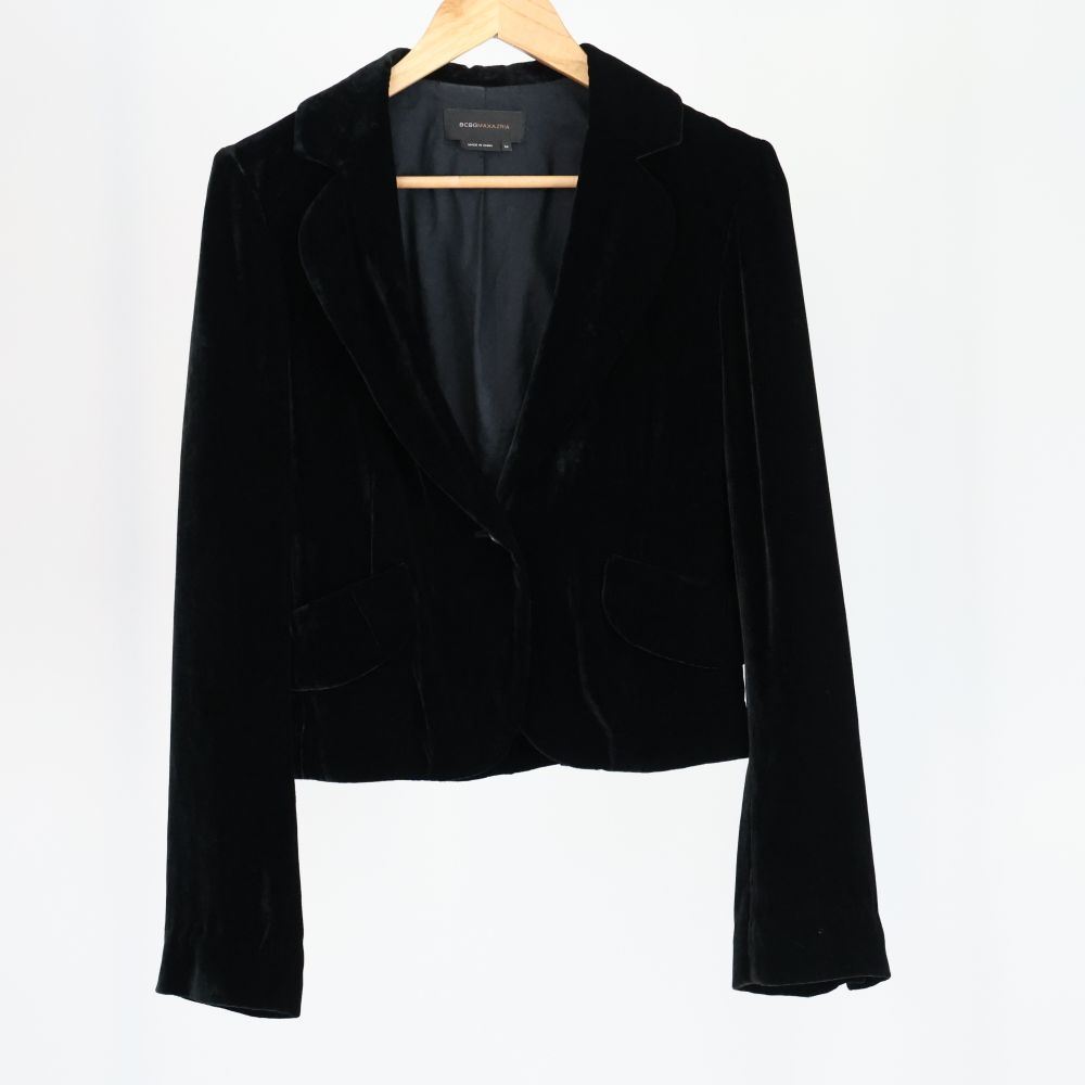 BCBG Maxazria Velvet Crop Jacket Black M