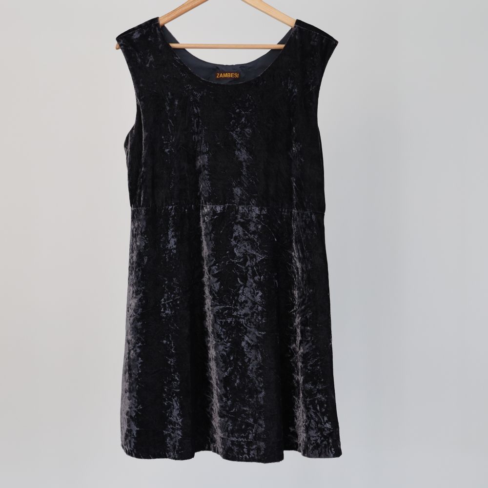 Zambesi Black Crushed Velvet Mini Dress Size 12