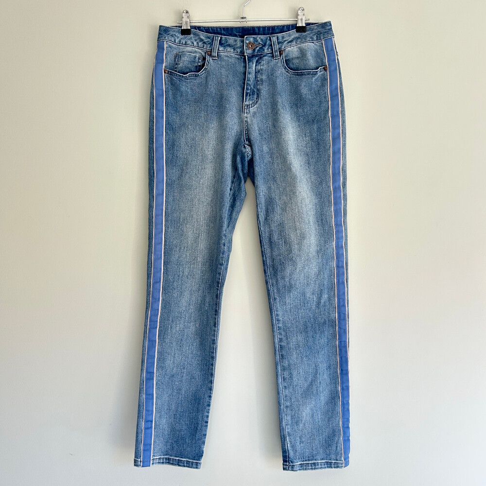 Loobie’s Story Blue Denim Low Rise Jeans with Ribbon Side Detail