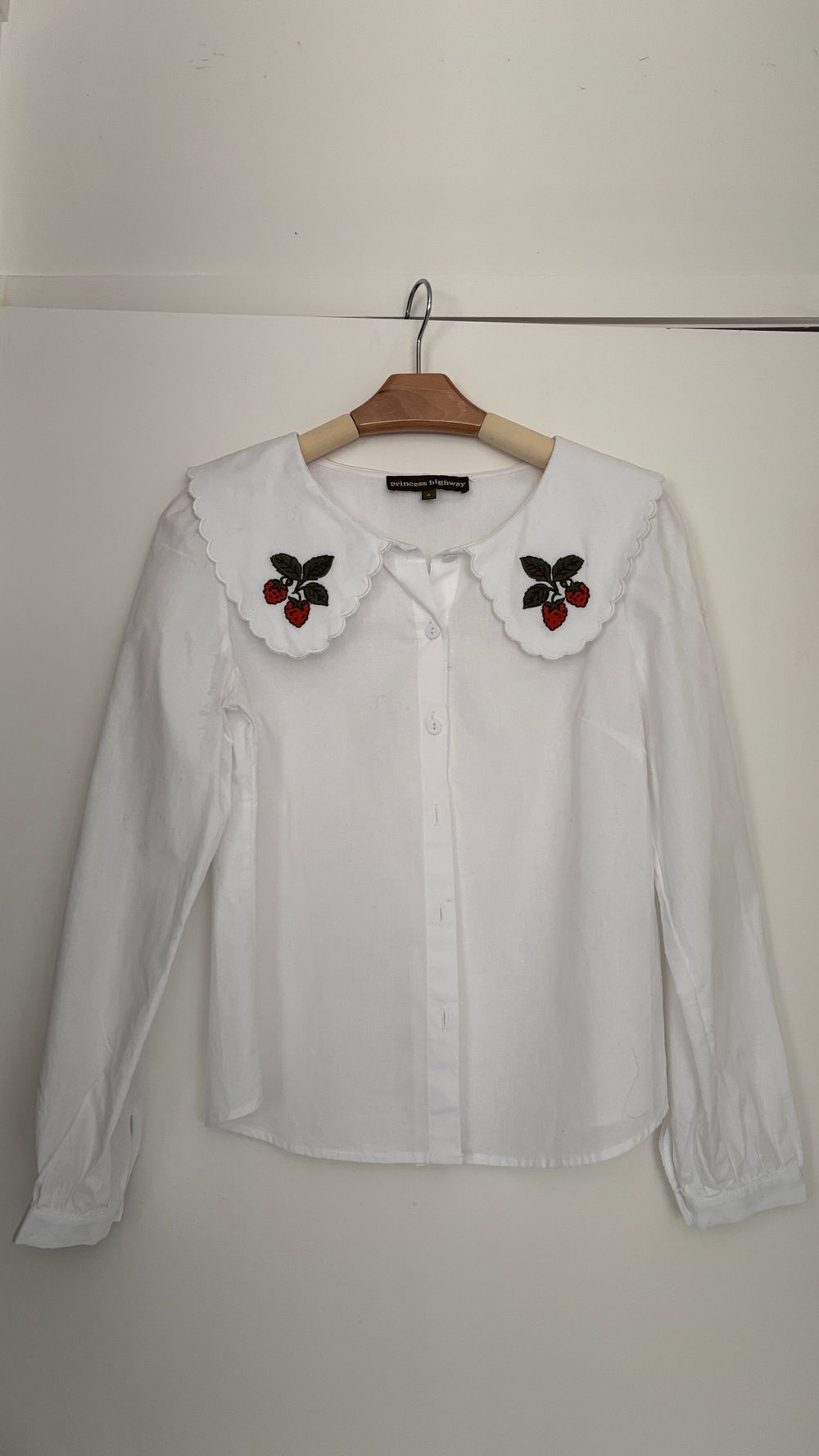 Princess Highway Strawberry Embroidered Statement Collar Blouse - 6