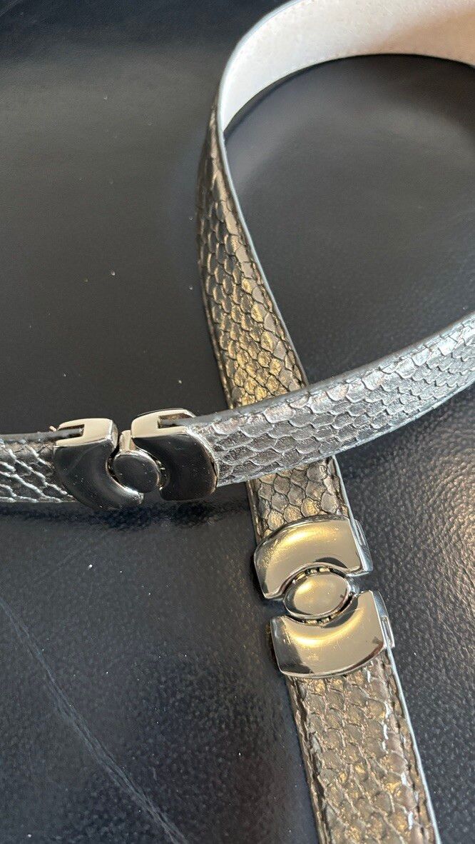 Blue Illusion Silver Faux-Snakeskin Multi-Way Waist Belt - Large