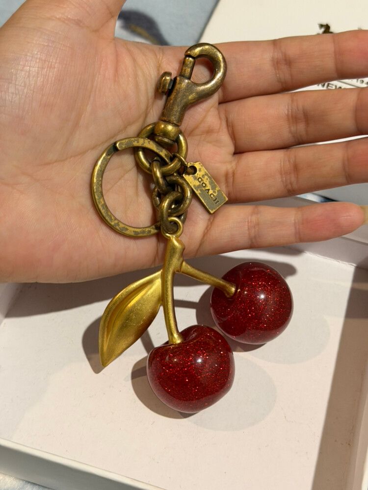 Coach Red Glitter Cherry Keyring