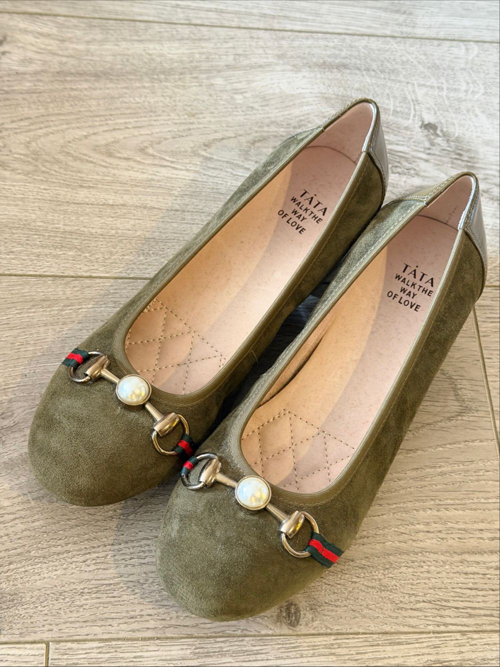 Tata Green Suede Block Heel Pumps