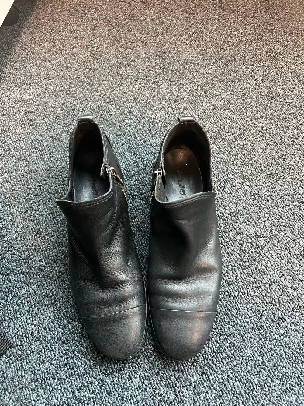 Black leather booties