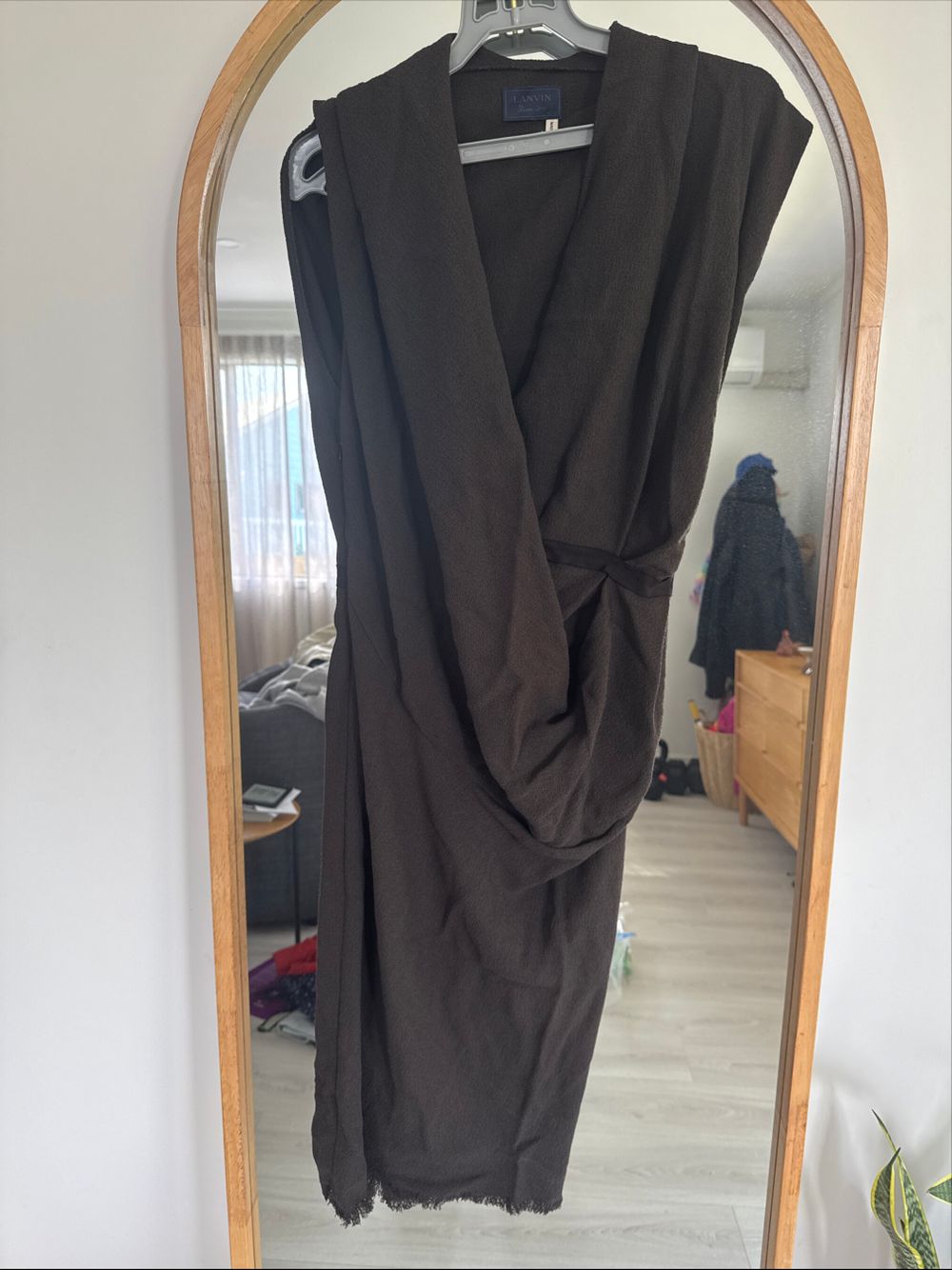 Vintage Lanvin crepe draped cocktail dress