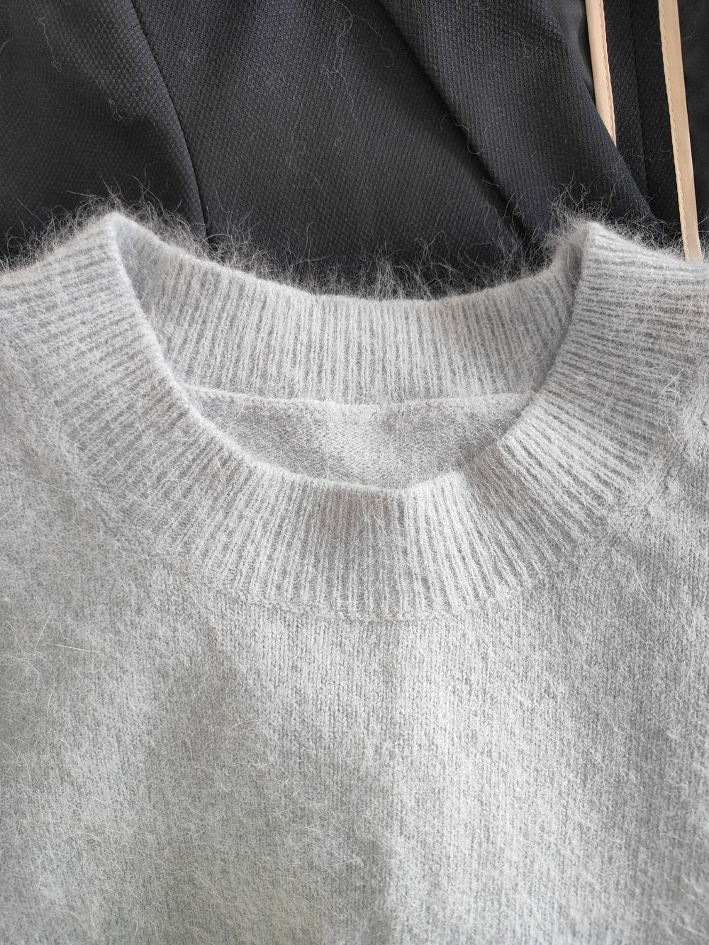 Powder Blue Crew Neck Angora Sweater