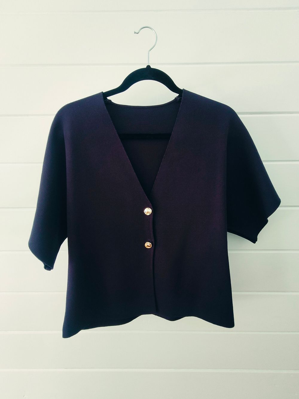Dark Navy Knit Cardigan Gold button detail