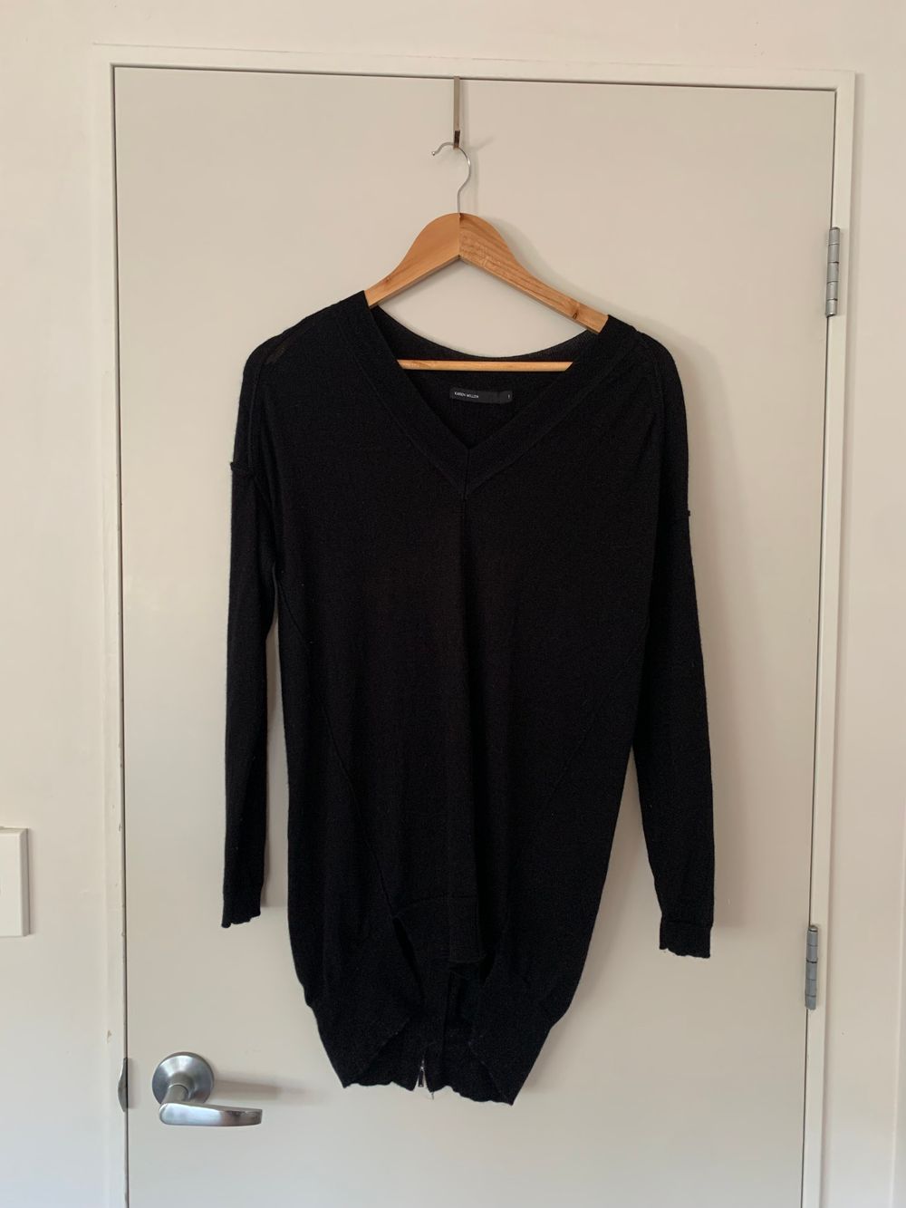 Black Woollen Jumper with Back Zip