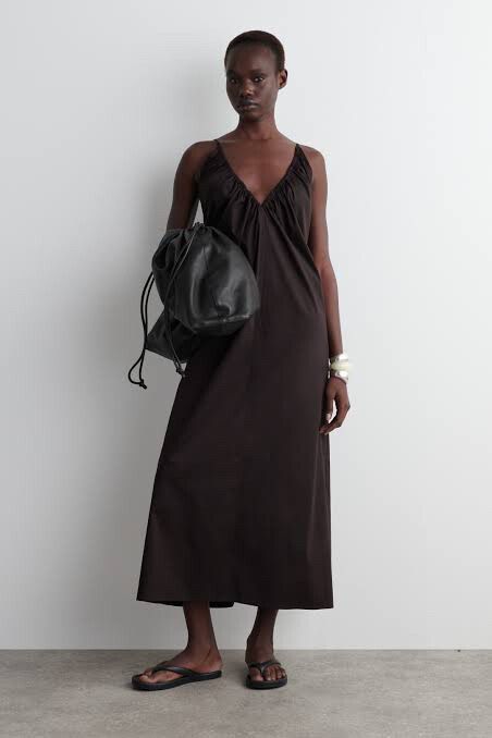 COS - COS ruched brown dress on Designer Wardrobe