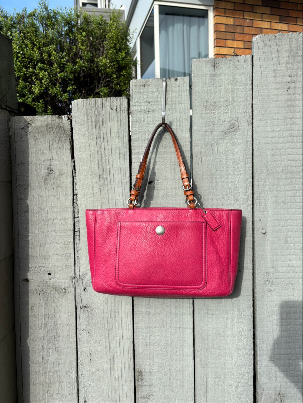 Coach Pink Leather Tote Bag