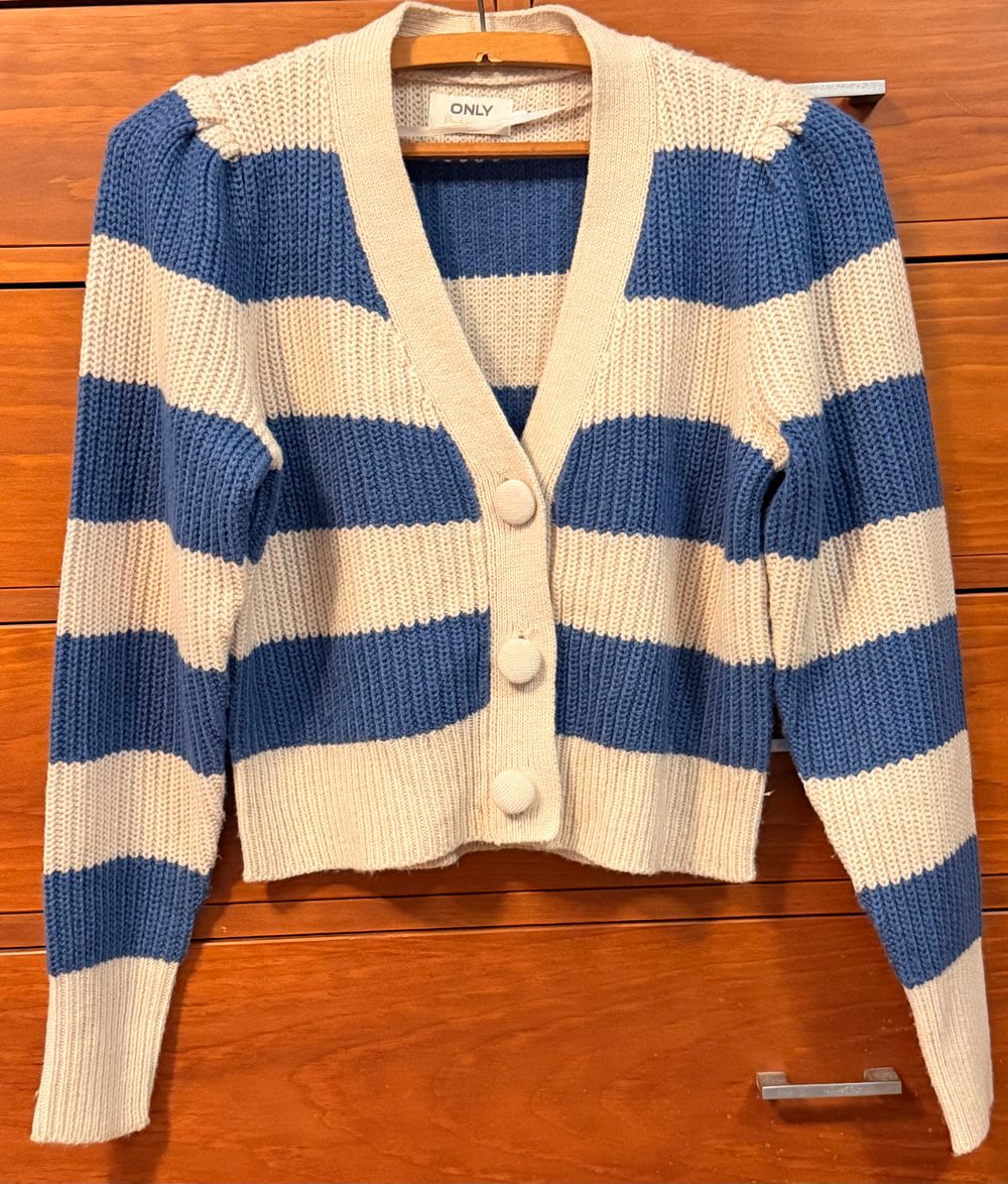 ONLY Blue and Beige Striped Cardigan