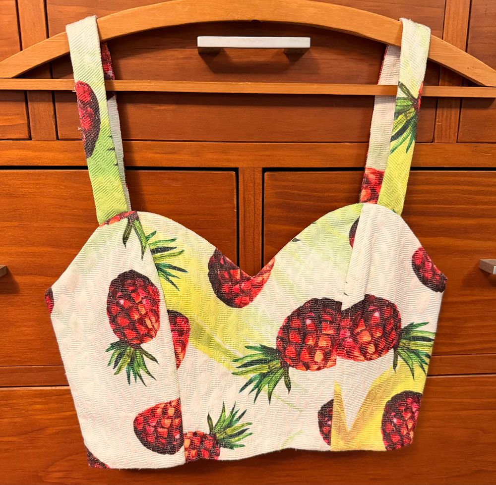 Inmaculada White Pineapple Print Crop Top