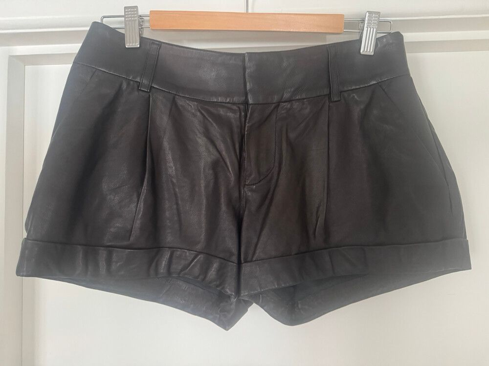 Alice + Olivia Black Leather Shorts