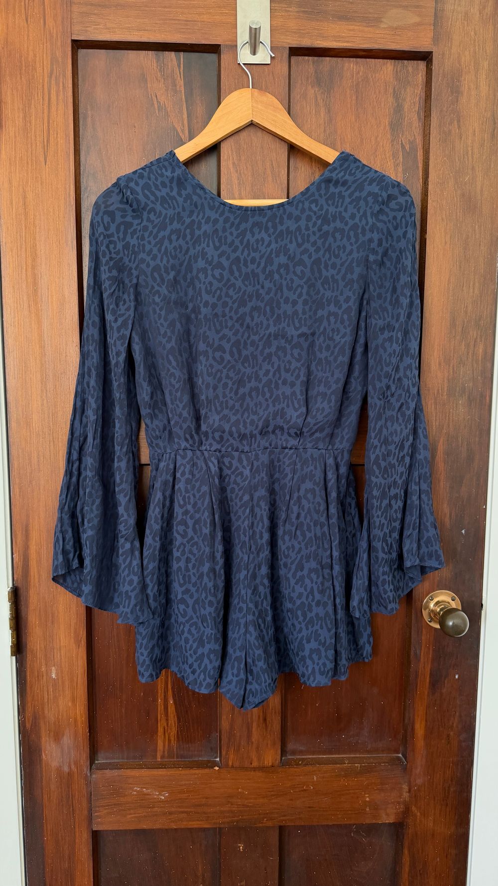 Navy Blue Leopard Print Playsuit