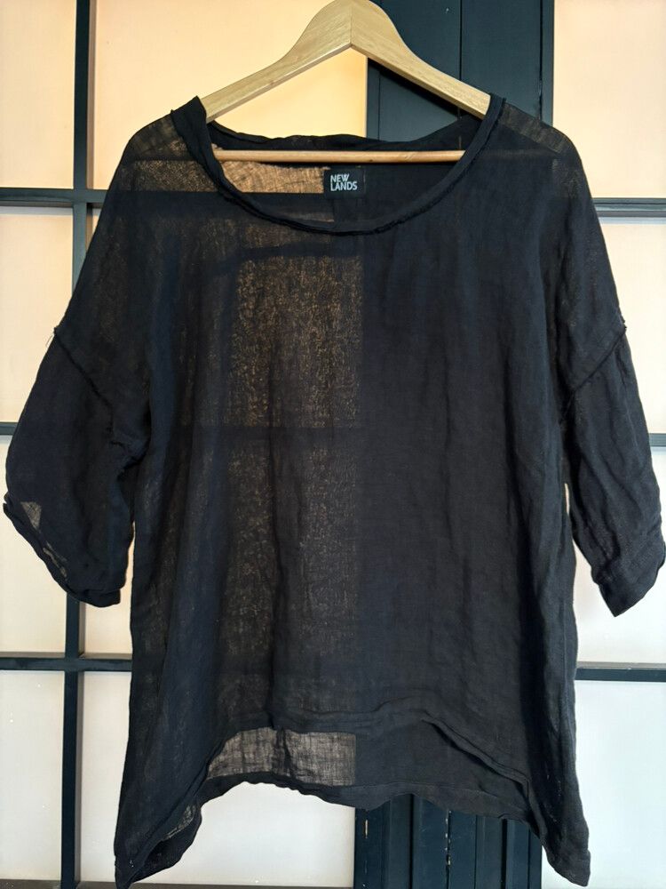 New Lands Black Sheer Top S
