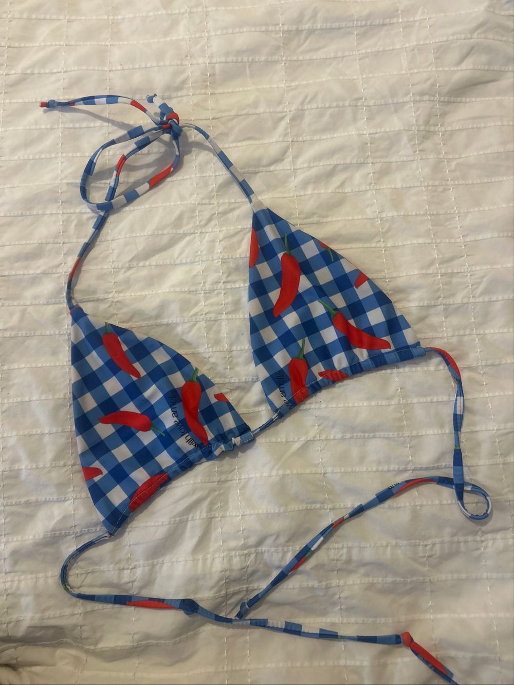 With Love Amelia Blue Gingham Bikini Top