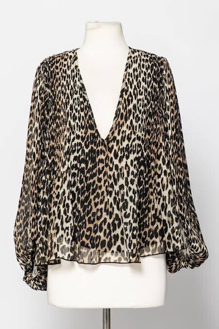 Ganni Leopard Print Blouse