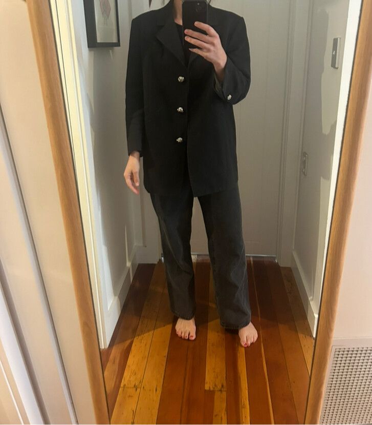 Ganni Black Blazer With Statement Domes