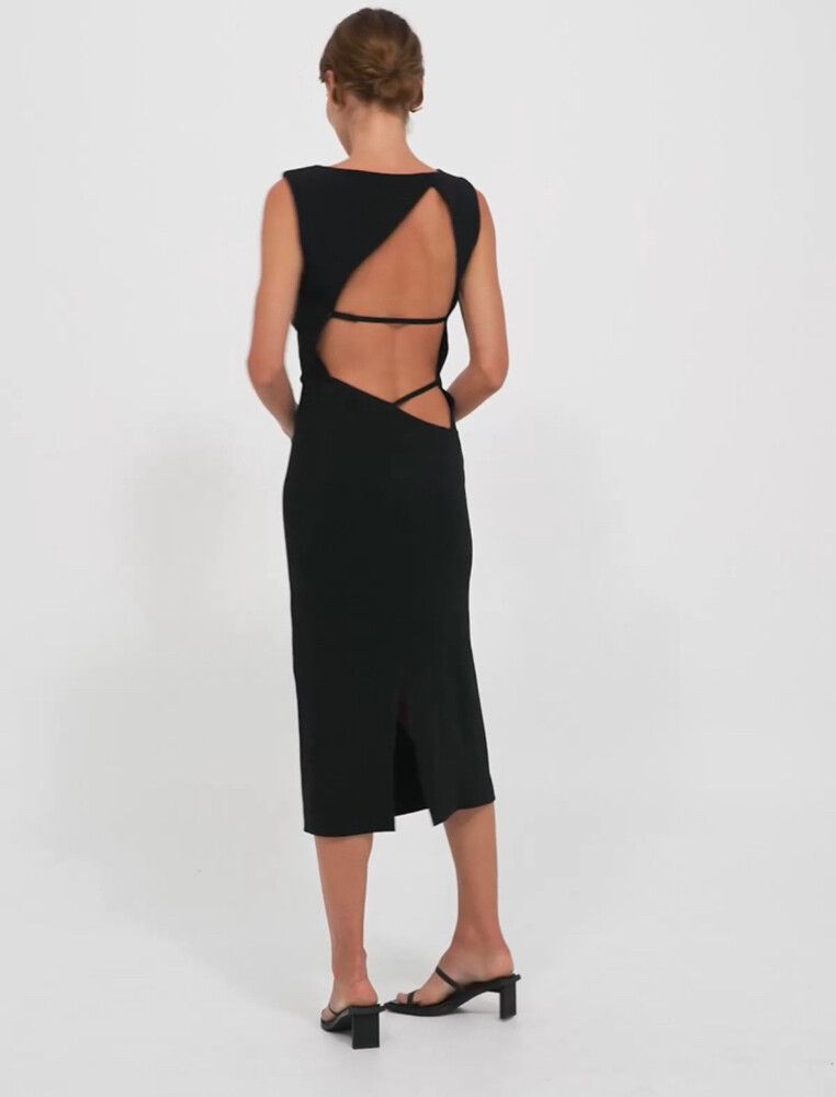 St. Agni - St. Agni Cut Out Midi Dress - Black on Designer Wardrobe