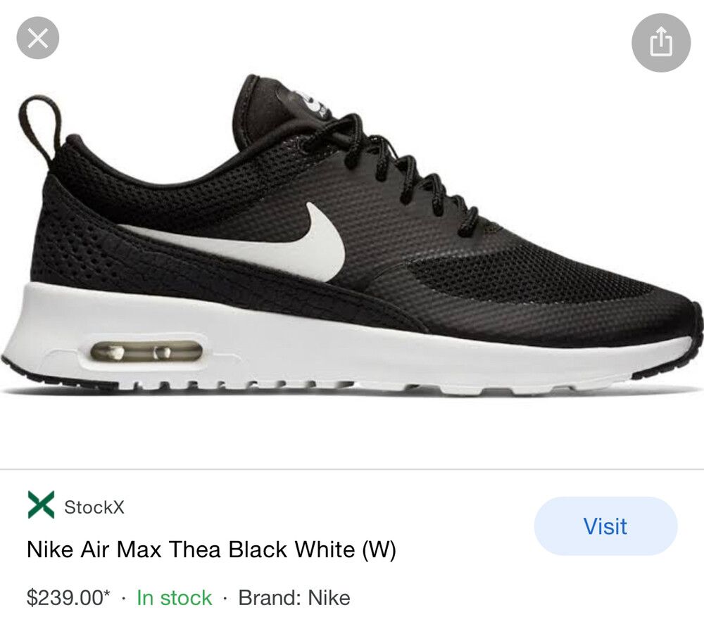 nike thea black and white