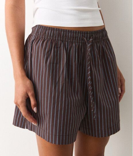 Poplin High Rise Tie Waist Shorts