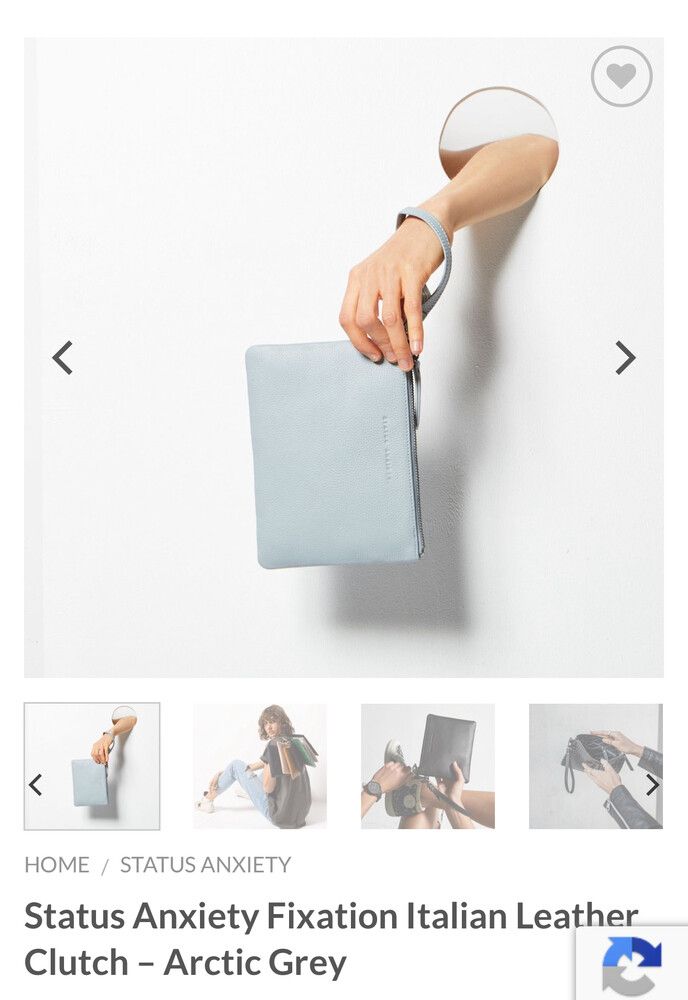 Status Anxiety Grey Leather Clutch