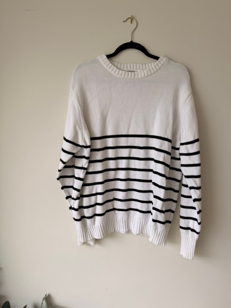 Glassons White And Black Striped Jumper