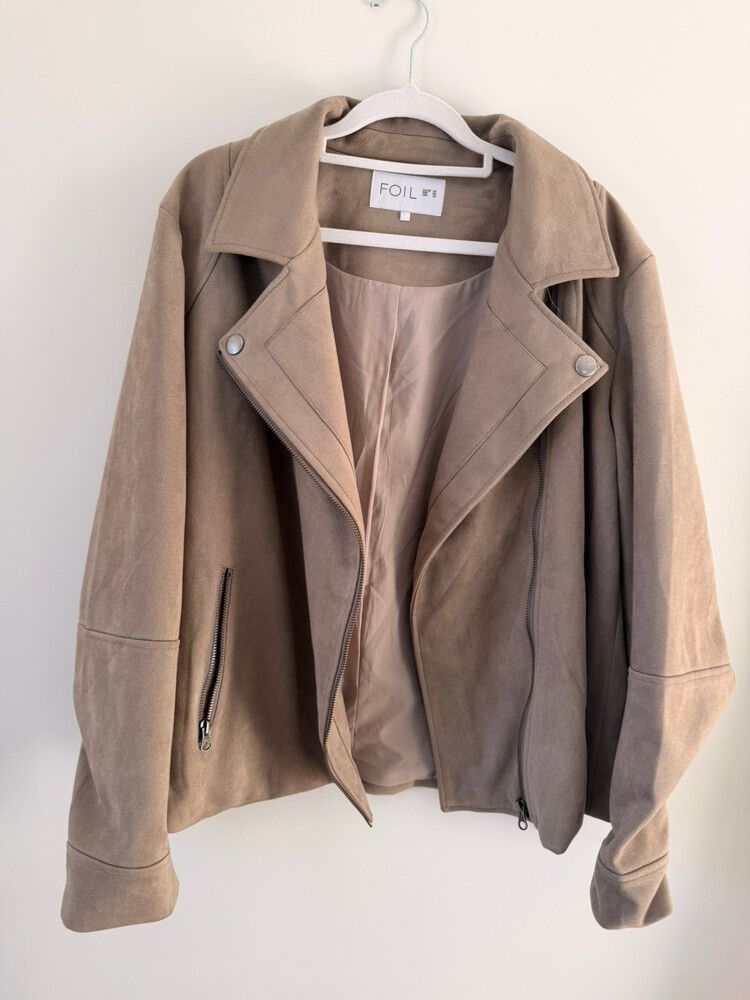 FOIL Beige Faux Suede Jacket