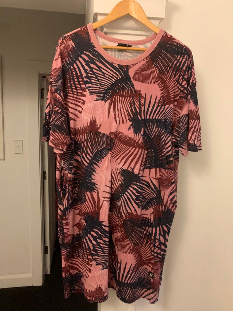 Pink Patterned Tee Shirt Dress