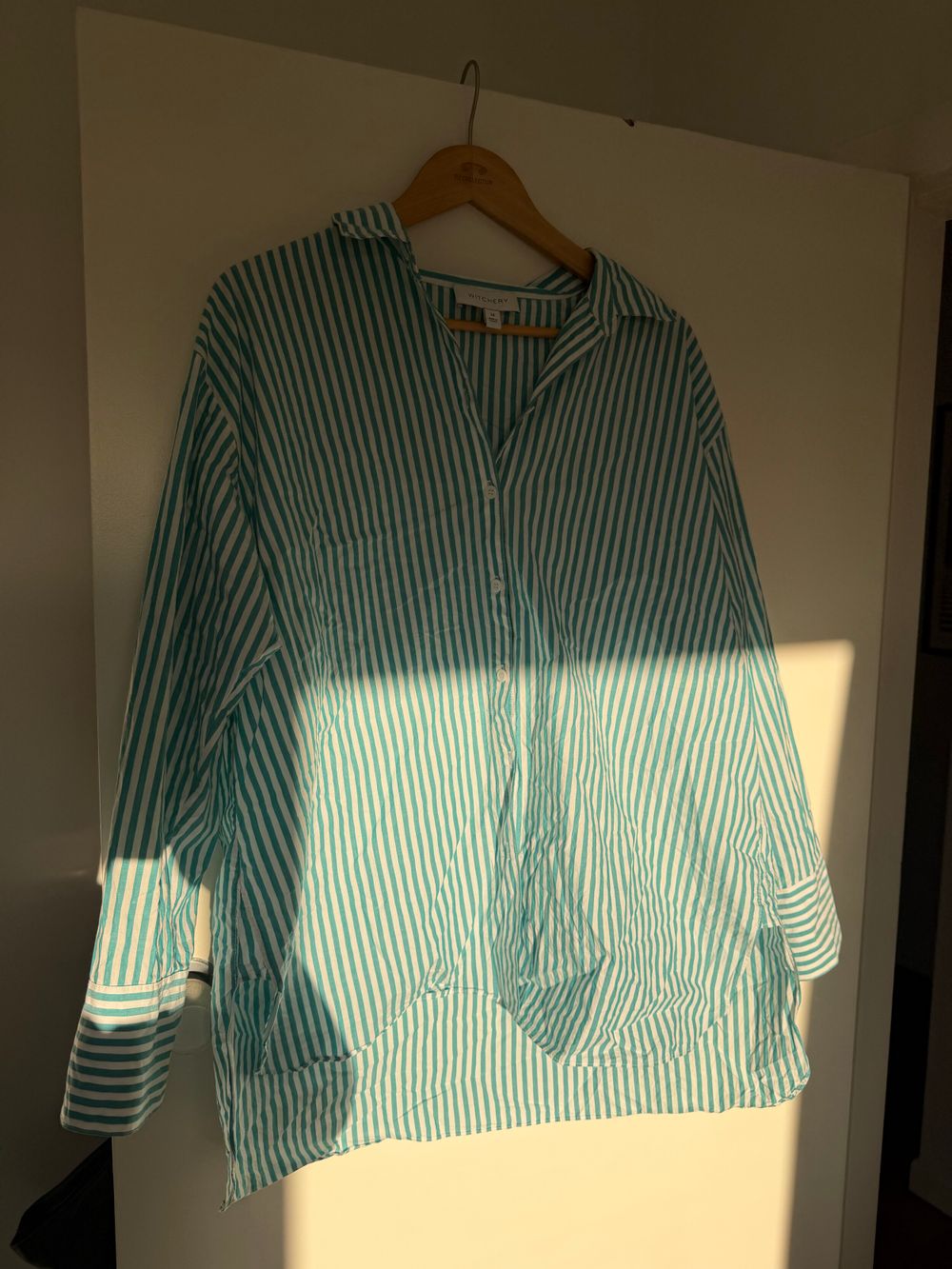 Witchery Teal And White Striped Shirt