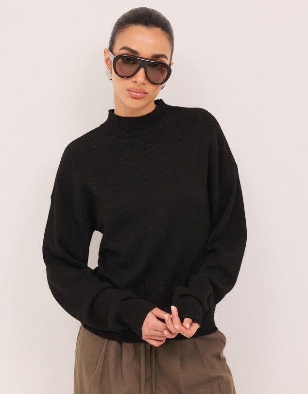Black Mock Neck Knit Jumper