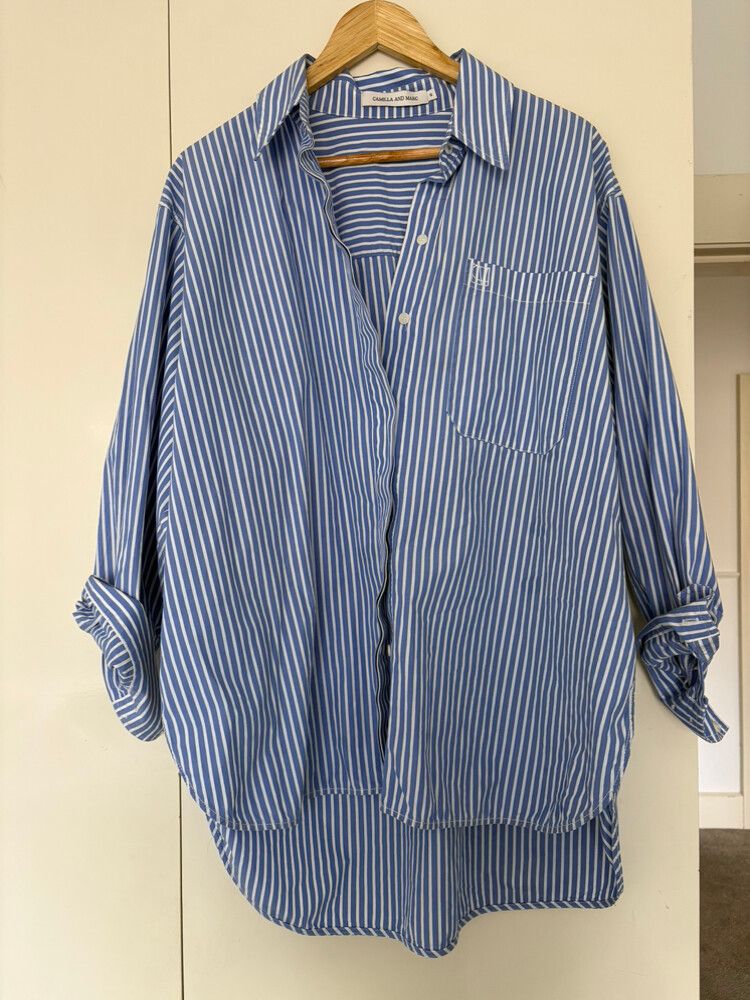 Camilla and Marc Blue White Striped Shirt