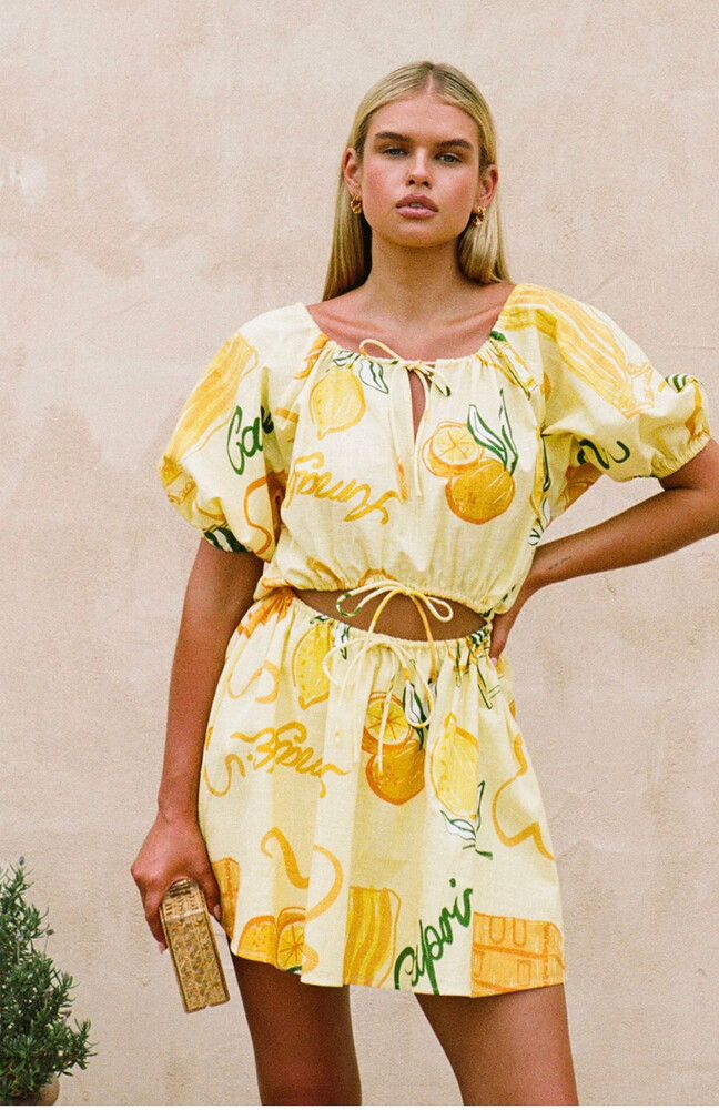 Sabo Skirt Yellow Print Top