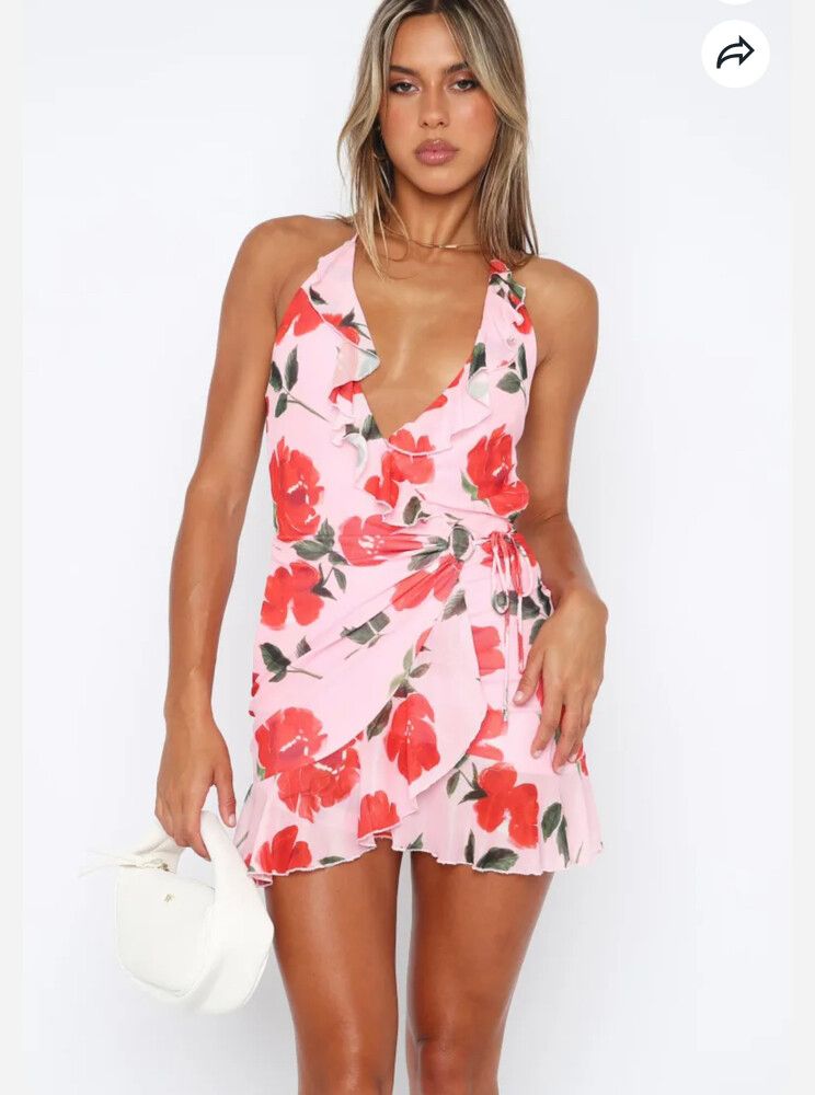 White Fox Pink Floral Mini Dress