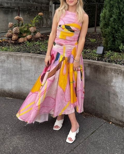 aje pink and yellow dress Rent Aje Pink Dress UK 6