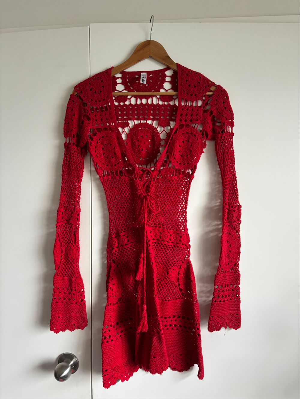 rat and boa red crochet dress Rat & Boa Red Crochet SummerBeach Dress by Rat & Boa
