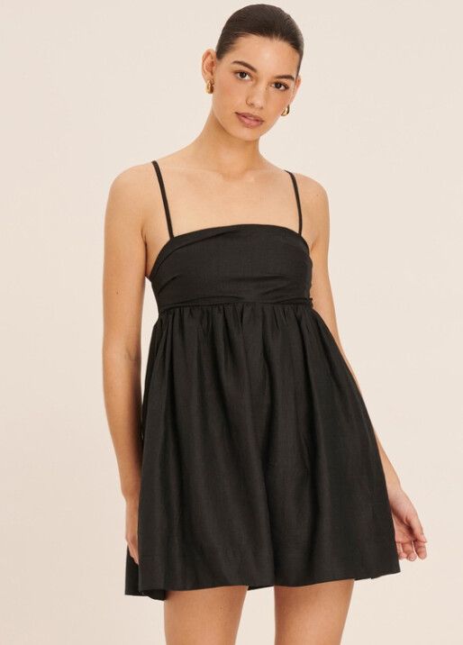 Aere Linen Tuck Detail Mini Dress