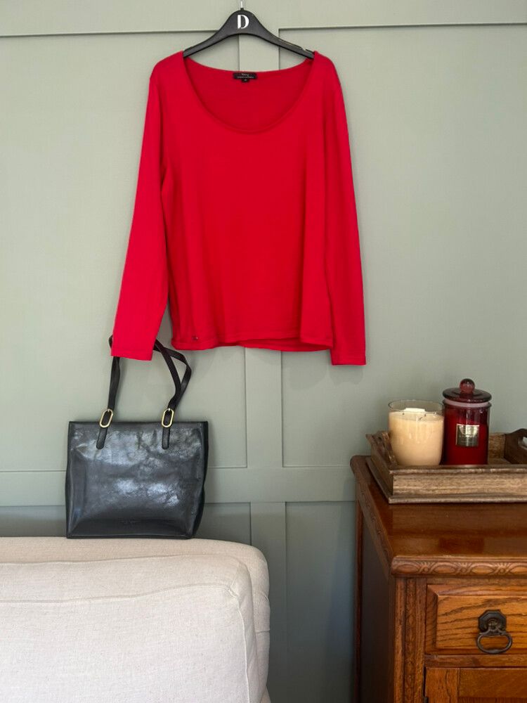 As New Ebony Boutique 100% Merino Red Long Sleeve Top