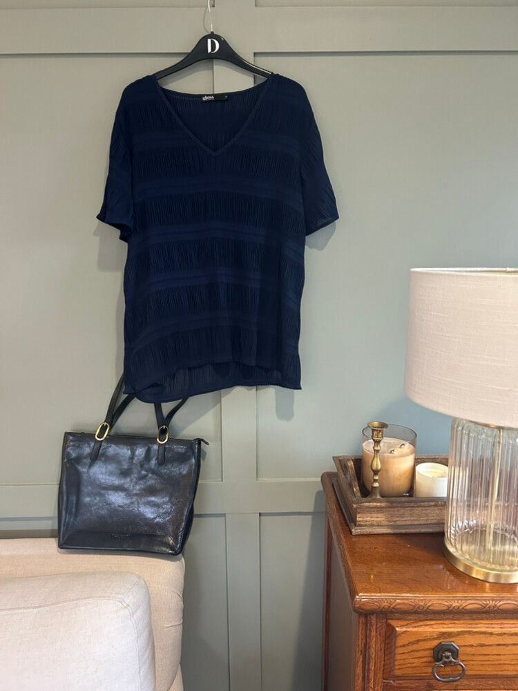 Like New Gloss By Shine On Navy Blue Top
